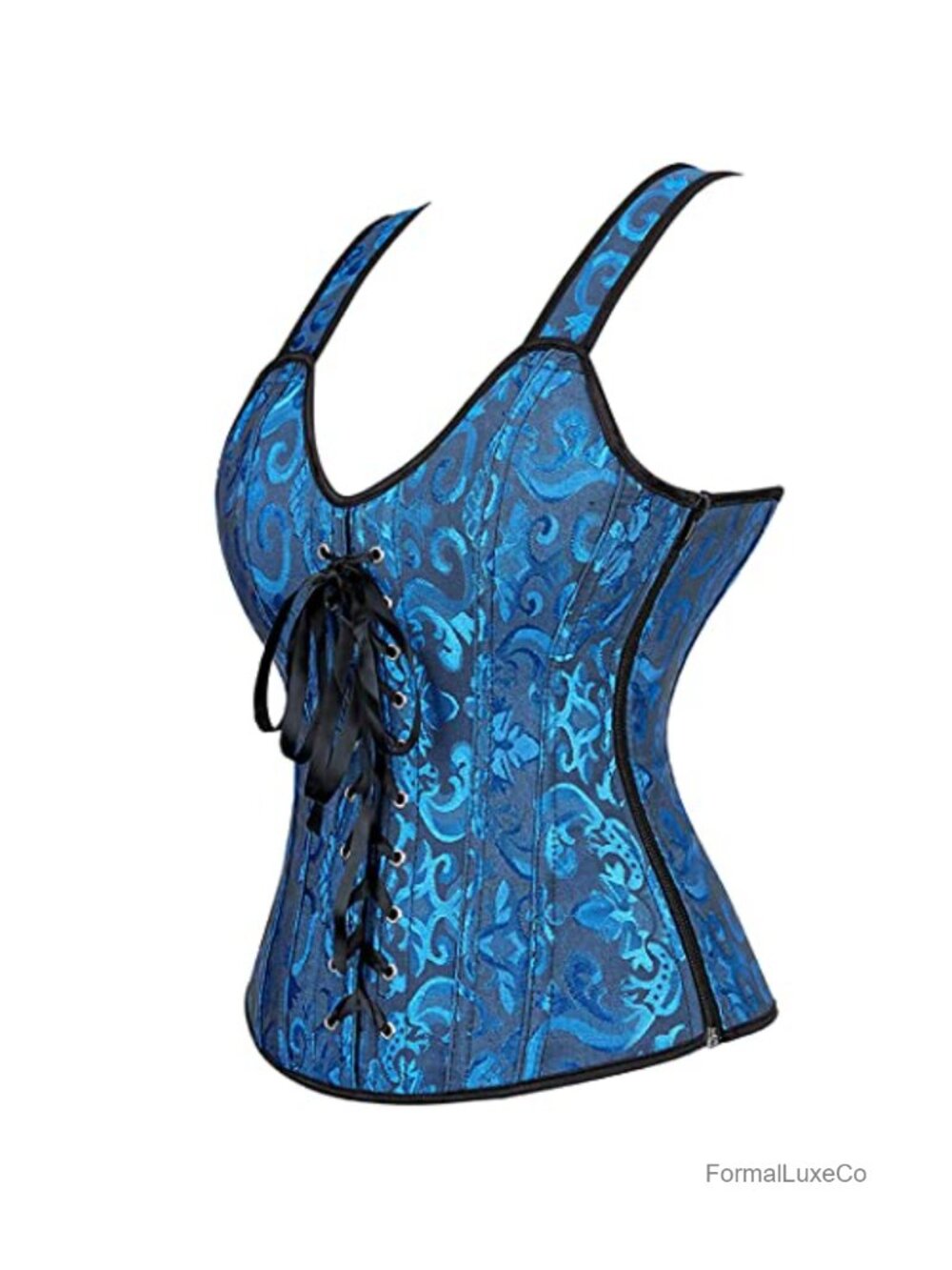 Gothic Brocade Plus Size Bustier Corset Top with Lace-Up Back